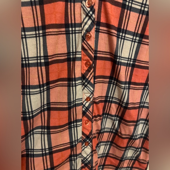 Ultra Flirt Button Down Plaid Dress with Button Rolled Cuff Sleeves Size Medium - Picture 4 of 7